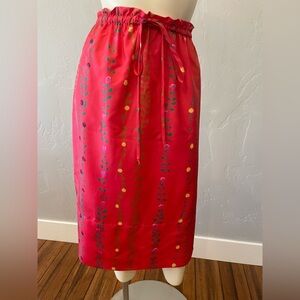 New women’s BCBG Max Azria 100% silk floral print Y2K drawstring skirt size M